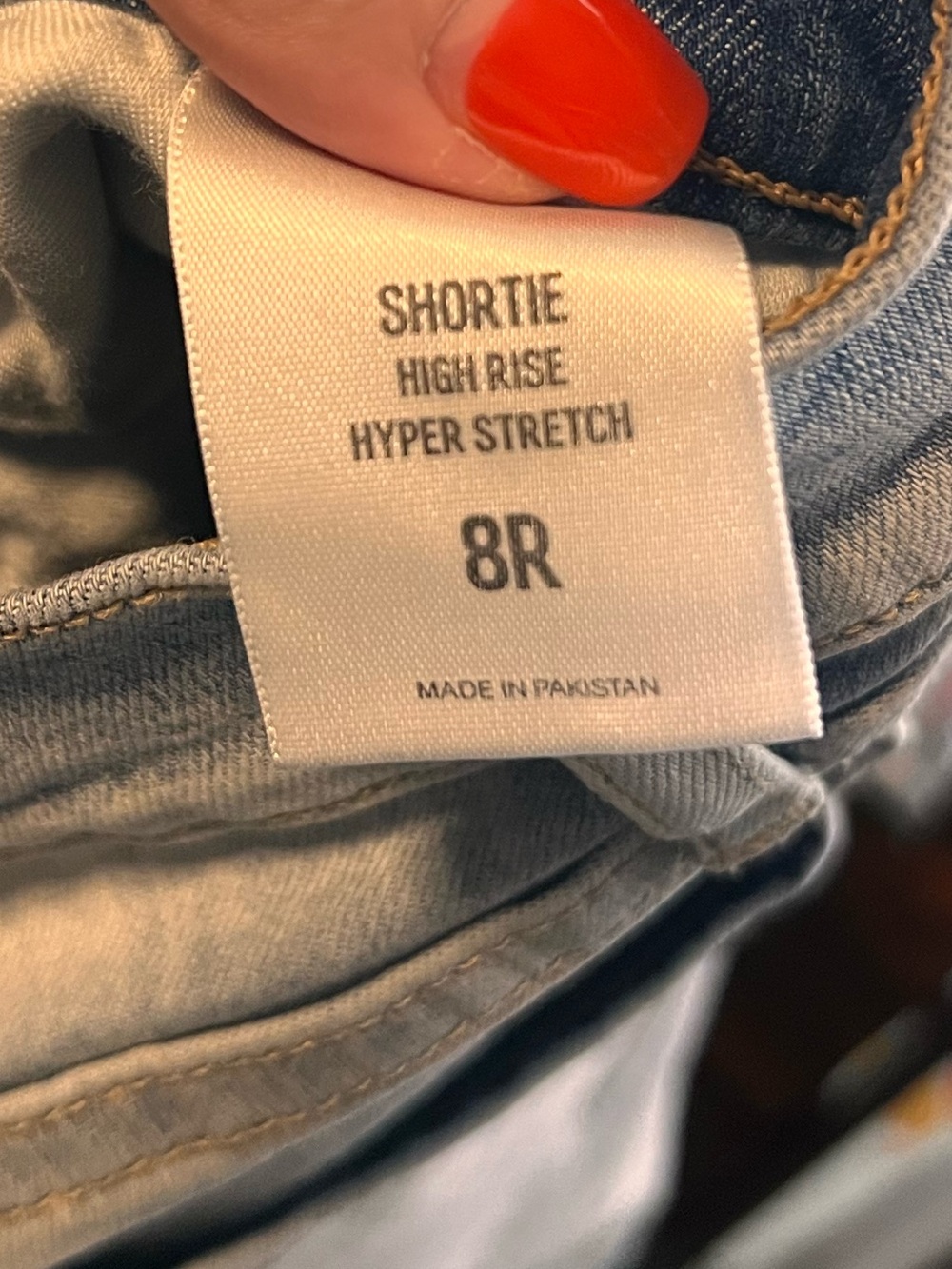 Express Light Wash High-Rise Frayed Hem Denim Shorts 5in - Picture 3 of 4